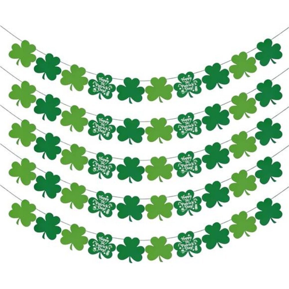 Shamrock Garland Banner 5 Pack St Patricks Day Decor
